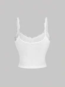 SHEIN MOD 女士撞色蕾丝蝴蝶结装饰时尚吊带背心3件装，甜美可爱，适合冬季、圣诞节、新年、感恩节等场合。 - 彩色 - 查看 6