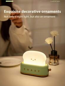 1个创意吐司面包造型夜灯，带USB充电、无级调光开关，是卧室床头阅读装饰氛围照明的理想之选。 - 彩色 - 查看 6