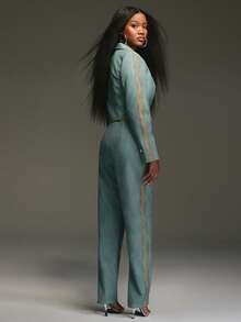 NYA SZN 高腰修身直筒裤，街头风复古 Y2K 万圣节节日日常休闲约会夜出伊比沙岛秋冬装女装 - 彩色 - 查看 2