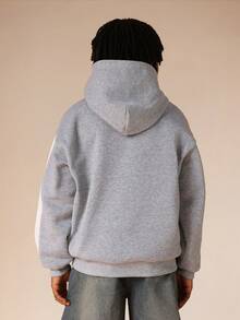 SUMWON Boys Oversized Pullover Hoodie With Centre Pocket Casual Streetwear Sweatshirt Vacation - Light Grey - View 2