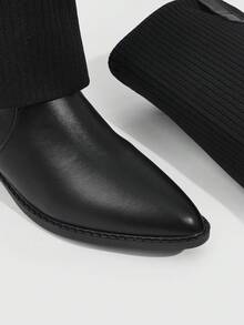 CUCCOO SZL New Fashionable Sexy Pointed Toe High Shaft Women's Boots, Personalized Elegant Tall Boots, Autumn/Winter Slimming Versatile Comfortable Stylish Boots - Black - View 3