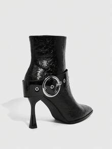 CUCCOO SZL Damskie botki na wysokim obcasie z zamkiem bocznym, popularne w Europie i Ameryce, z klamrą w szpic