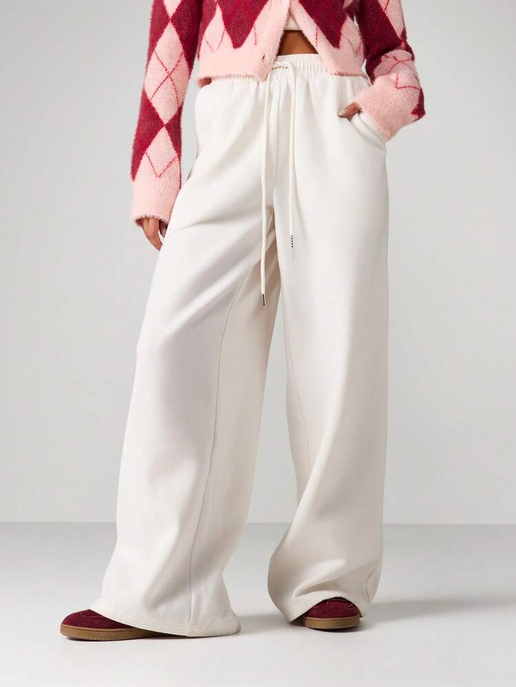 MISSGUIDED Weite Hose mit Kordelzug und bestickter Schleifentasche für bequeme Freizeitkleidung