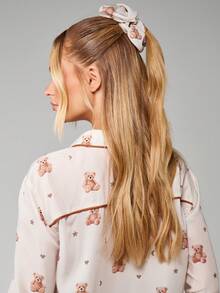 MISSGUIDED Christmas Teddy Bear Print Button Front Pajama Set Long Sleeve Sleep Lounge Wear - Multicolor - View 4