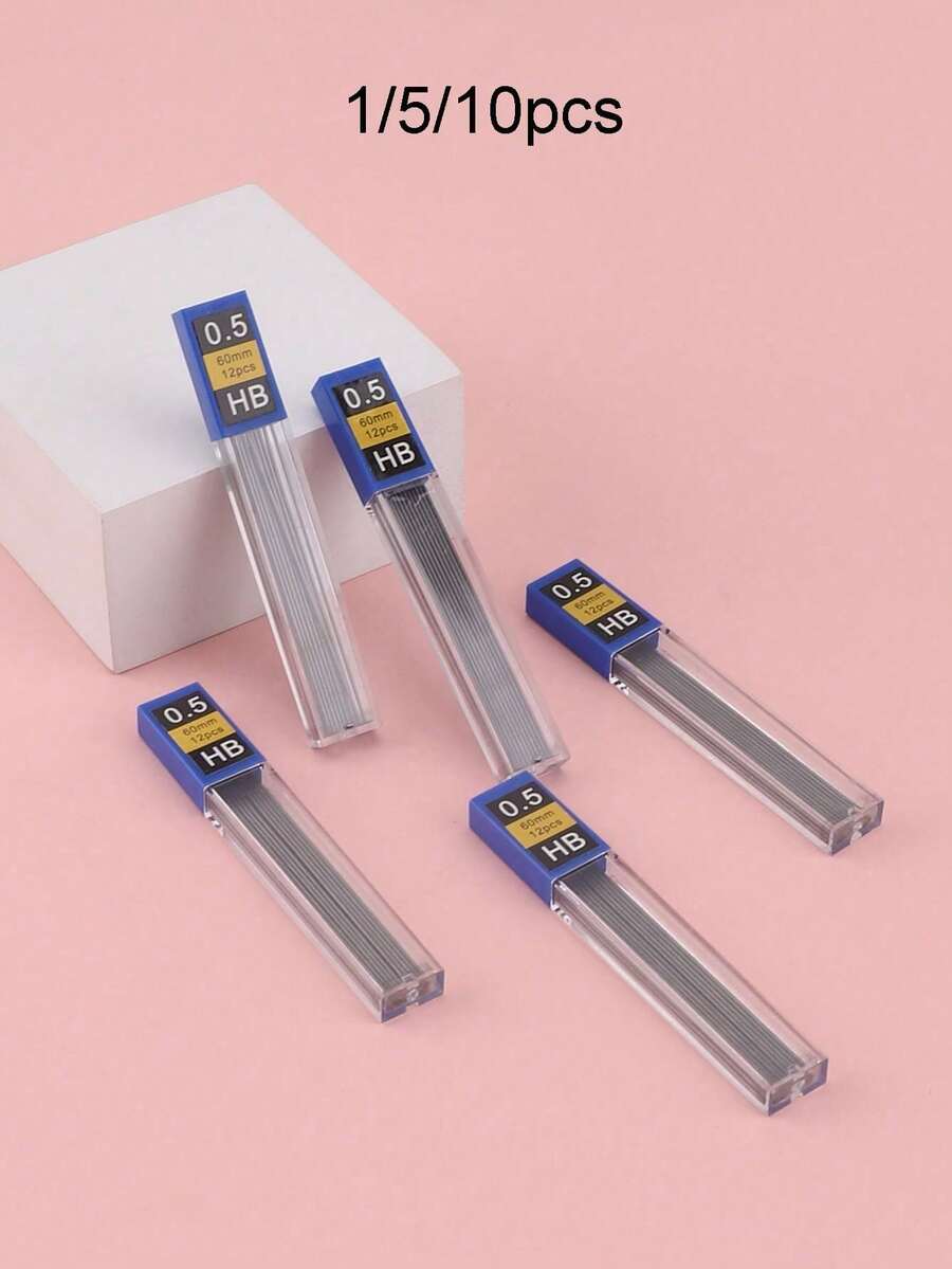 1/5/10pcs 0.5/0.7mm Automatic Pencil Lead Refills, HB Resin Mechanical Pencil Leads, School Supplies Back To School - Black - View 1