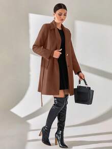 CLARA VERO Women Button And Belt Detailed Over Coat - Camel - View 6