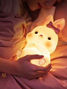 1PC Rabbit Silicone Lamp, Rabbit Bed Touch Night Light, Suitable For Room Decoration, Girl Birthday Gift - 1pc - View 2