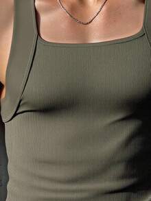 Manfinity Dauomo Men's Plain Casual Sleeveless Top, Minimalist Style For Daily Wear - Army Green - View 4