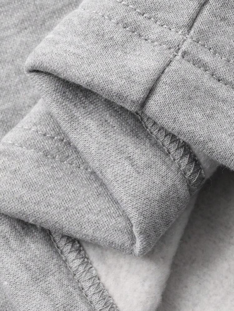 Men's Letter Print Fleece Hoodie Set, Streetwear Style, Autumn/Winter