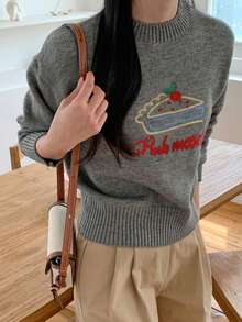 DAZY Women's Loose Fit 3D Pattern Gray Sweater - Grey - View 3