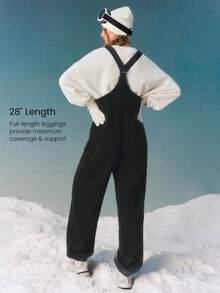 GLOWMODE Skiing Collection Cloud Fleece Ice Breaker Cozy Plush Side Pockets Adjustable Straps Drawstring Hem Ski Snow Bib Overall Pants Autumn Winter Outdoors Skiing Snowboarding - 黑色 - 查看 3