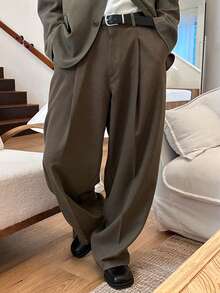 DAZY Quần âu nam dáng rộng màu nâu cà phê trơn, thích hợp mặc đi làm, mùa thu - Cà phê nâu - Xem 1