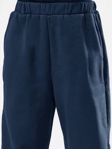 SUMWON Bộ quần áo hoodie và quần jogger cho bé trai tuổi teen, áo chui đầu, áo nỉ, quần dài, trang phục mùa đông - Màu xanh hải quân - Xem 7