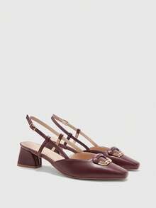 CUCCOO BIZCHIC Escarpins à bout pointu et talon épais couleur café, talons hauts fermés élégants pour femmes, convenant pour les déplacements quotidiens, le travail et les tenues de bureau - Marron - Voir 6