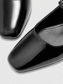CUCCOO BIZCHIC Bailarinas de tacón bajo y grueso de punta redonda, negras, versátiles para el trabajo y el uso casual, cómodas para el trayecto diario - Negro - Ver 8