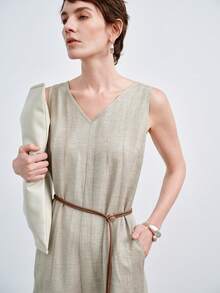 Aalyst 女式 2025 新款时尚无袖休闲连体裤 - 卡其色 - 查看 2