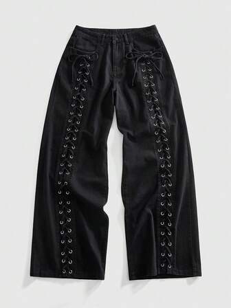 Street Life Jeans holgados con tirantes cruzados de moda para hombres