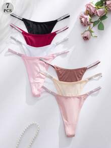 7件套时尚腰带舒适性感女士内裤和丁字裤，多色 - 彩色 - 查看 4