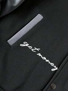 Aesthetic Post Herren Lässige Kontrast Farbblock Baseball Jacke mit Langarm, Herbst/Winter Grafik Jacken Coole Jacke Collegejacke - Dunkelgrau - Übersicht 7