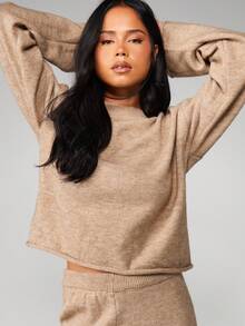 MISSGUIDED Setelan Rajut Oversize yang Serasi: Sweater Tebal dan Celana Santai, Pakaian Musim Dingin yang Nyaman dan Cocok - Khaki - View 5