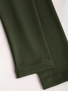 Sweetra New Autumn Metal Decor Button Hollow Out Women T-Shirt - Green - View 4