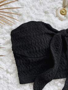 Soleia Winter And Summer  Christmas 2pcs Women's Black & White Striped Woven Tie-Up Bandeau Top And High Waist Shorts Set, Suitable For Date, Afternoon Tea, Beach, Cruise, City Vacation, Music Festival, Boho Vacation Two Piece Outfit Sequin Shorts Cheetah Print Shorts Cheetah Shorts Cheetah Print Two Piece Cheetah Print Bathing Suit High Waist Swimsuit Set Bikini High Waisted Set New Year Clothes  Party  For Women Beach  Formal Sequin Leopard Print