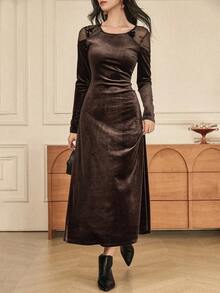 Dazy-Less Women's Elegant Long Knit Sweater Dress, Suitable For Casual, New Year, Christmas, Wedding, Party, Formal Events, Autumn/Winter/Spring