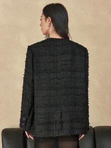 Dazy-Less Women's Loose Fit Jacket, Casual Business Style For Office Wear, Autumn/Winter - Black - View 2
