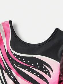 Ropa deportiva cómoda y ajustada de manga larga con cuello redondo para niña - Multicolor - Ver 3