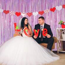 1Pc Laser Rain Curtain / 2pcs/3pcs (Blue Laser + Champagne Set) / 2pcs (Champagne Rain Curtain) Shiny Gold Birthday Party Decor Background, Housewarming, Anniversary, Wedding Decoration To Add Joyful Atmosphere - 淡紫色 - 查看 5