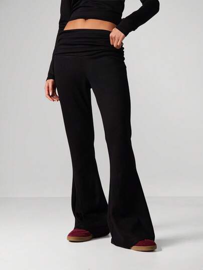 MISSGUIDED High Waist Flared Lounge Leggings Wide Leg Bell Bottom Pants Casual Comfort Wear