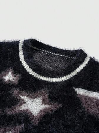 Street Life Men's Casual Star Jacquard Knit Sweater, Autumn/Winter