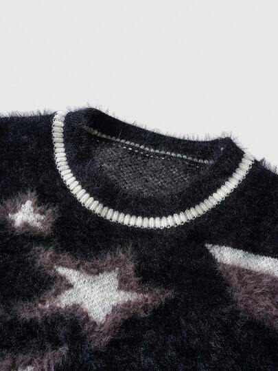 Street Life Men's Casual Star Jacquard Knit Sweater, Autumn/Winter