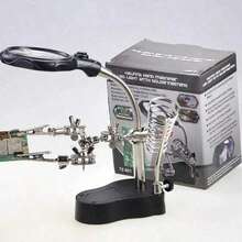 Kính lúp có đèn LED hỗ trợ đứng, kính lúp 2,5x 7,5x 10x kèm kẹp và kẹp cá sấu, giá đỡ kính lúp để bàn dùng cho thủ công, chạm khắc, làm đồ trang sức - màu đen - Xem 7