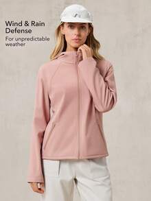 OutZeal Women Thermal Thermal Lined Water-Resistant Zip Up Soft Shell Jacket Winter Fall Hiking Camping - Pink - View 4