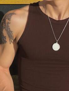 Manfinity Dauomo Men's Summer Casual Solid Color Tank Top - Chocolate Brown - View 5