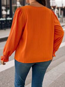 EMERY ROSE Blouse à manches longues et col V pour femmes grandes tailles, convient pour le travail et le port quotidien