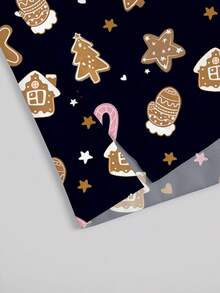 PopScrub Plus Size Women's Christmas Nurse/Doctor Uniform Top,Summer Workwear,Black V-Neck Short Sleeve Gingerbread Man Tree Print Multi-Pocket Functional Wear - Black - View 7