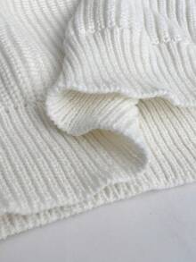 SHEIN Elenzya Suéter holgado de hombros descubiertos de color contrastante para mujer de talla grande - Azul Marino - Ver 7