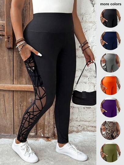 Calvaya Mallas de ciclismo con contraste de malla para tallas grandes