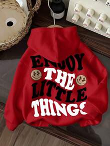 Tween Boy Casual Minimalist Cartoon Letter Pattern Loose Fit Long Sleeve Hoodie Sweatshirt, Suitable For Autumn/Winter