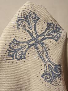 Bohemela Vintage American Style Cross & Graphic Lace Trim Fitted Knit Tank Top For Women