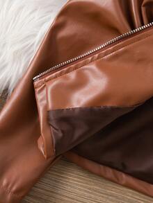 SHEIN Baby Girl Cute Brown Knitted Long Sleeve Dress & Jacket Set, Autumn/Winter - Multicolor - View 5