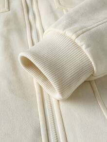 Manfinity Homme Áo khoác dài tay nam lót lông cừu, cổ lông cừu. - Màu be - Xem 4