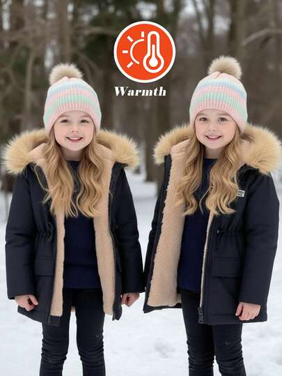 Emery Rose Kids Emery Rose Kids Veste décontractée doublée de polaire de couleur unie pour jeune fille, vêtements d'automne et d'hiver pour femmes