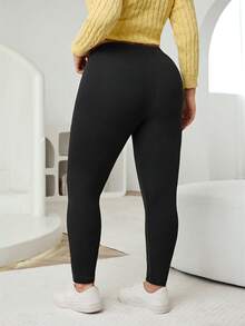 Solflare 加大码加厚保暖黑色打底裤，冬季保暖 - 黑色 - 查看 7