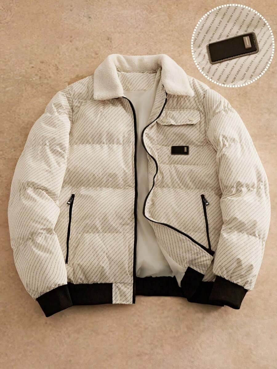 Manfinity NXTstreet Men's Zipper Front Long Sleeve Casual Winter Jacket - Apricot - View 1