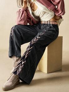 Bohemela Women's Casual Loose Knit Wide Leg Pants Boho - Black - View 2