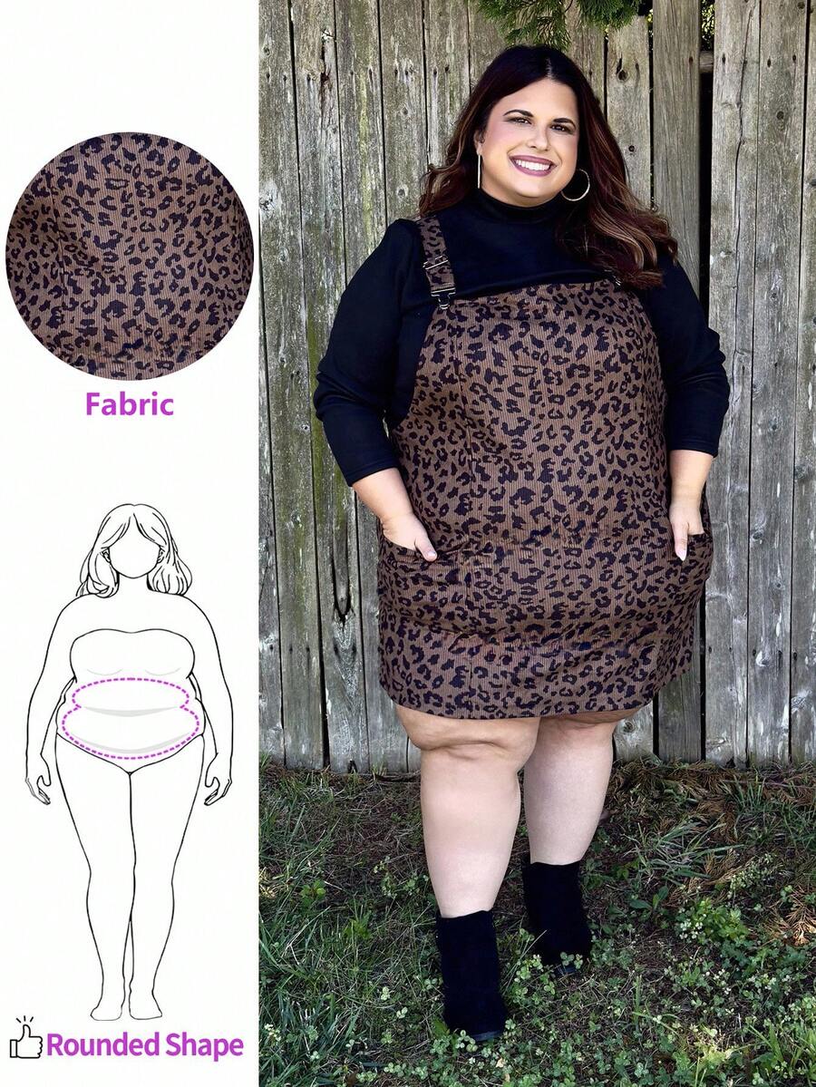 Enliva Jennifer_samantha_style Plus Size Fall And Winter Women Dresses Adjustable Strap Casual Overall Plinth Clothes With Pockets Fall Skirts With Pockets New Years Women Outfit Holiday Outfit Holiday Party Dress Plus Dress, For Apple Rounded Body Shape - Multicolor - View 1