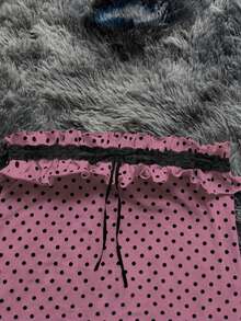 INAWLY 女士波尔卡圆点印花抹胸迷你连衣裙 - 粉色 - 查看 3